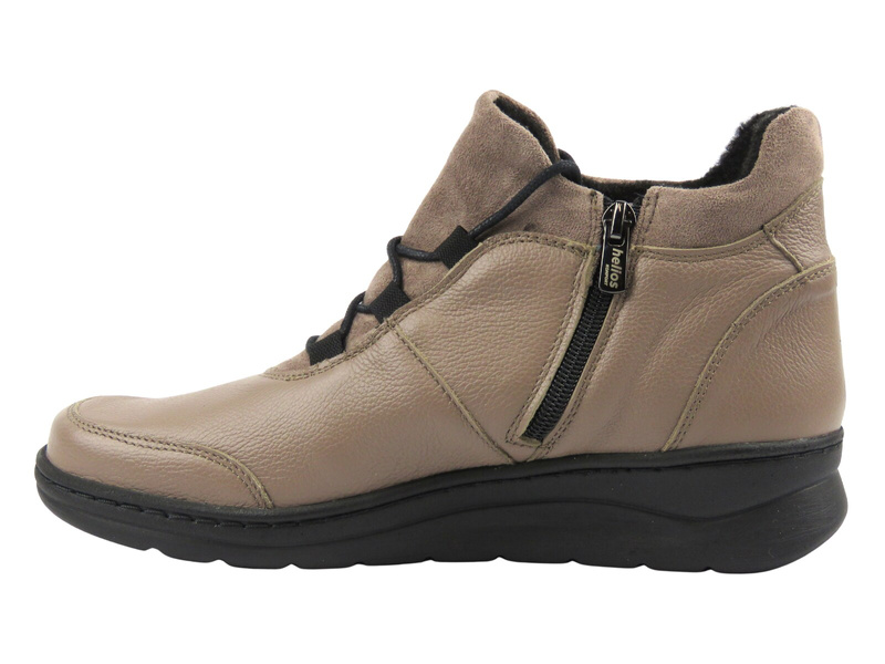 Wygodne botki damskie z naturalnej skóry Helios Komfort 564, khaki