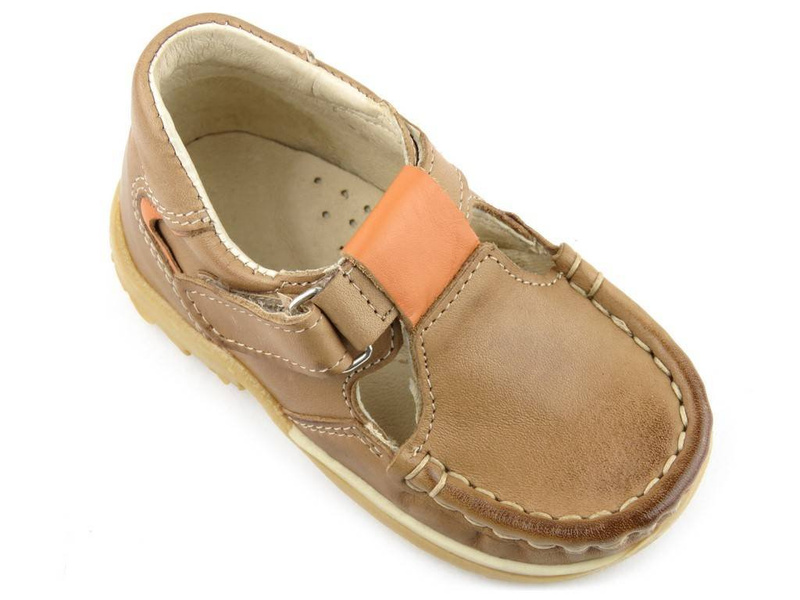 Skórzane półbuty dziecięce zapinane na rzep - Helios 008