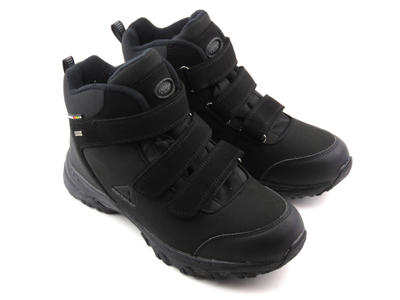 Trekkingi męskie zimowe na rzepy - AMERICAN CLUB Softshell WT109/22, czarne