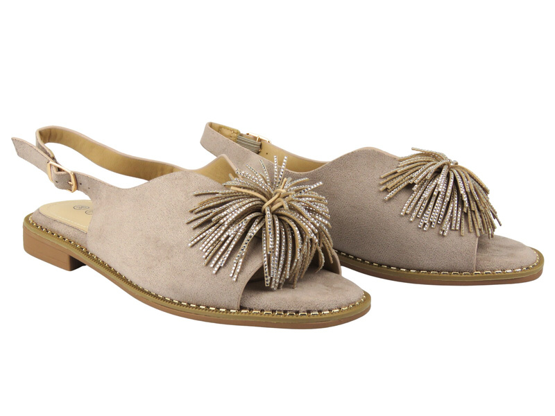 Stylowe sandały damskie Potocki 26-43349, khaki