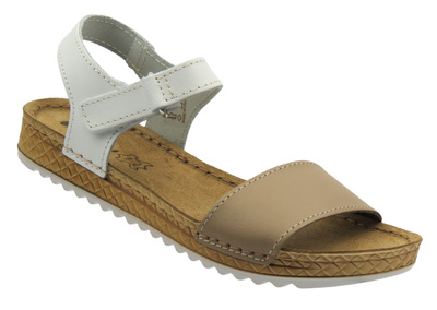 Skórzane sandały damskie beżowe Inblu VO-4CU