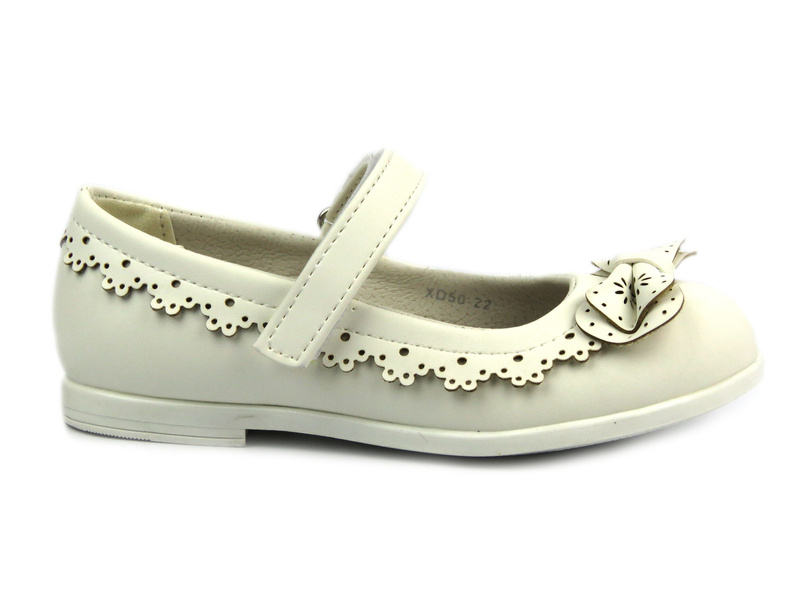 Balerinki dziecięce z zapięciem - AMERICAN XD50/22, białe