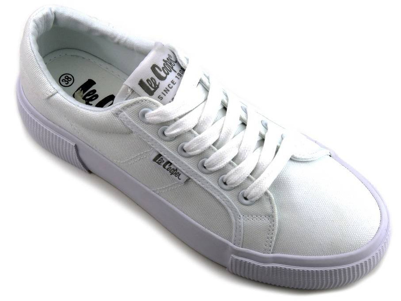 Trampki damskie na platformie - Lee Cooper 21-31-0103L, białe
