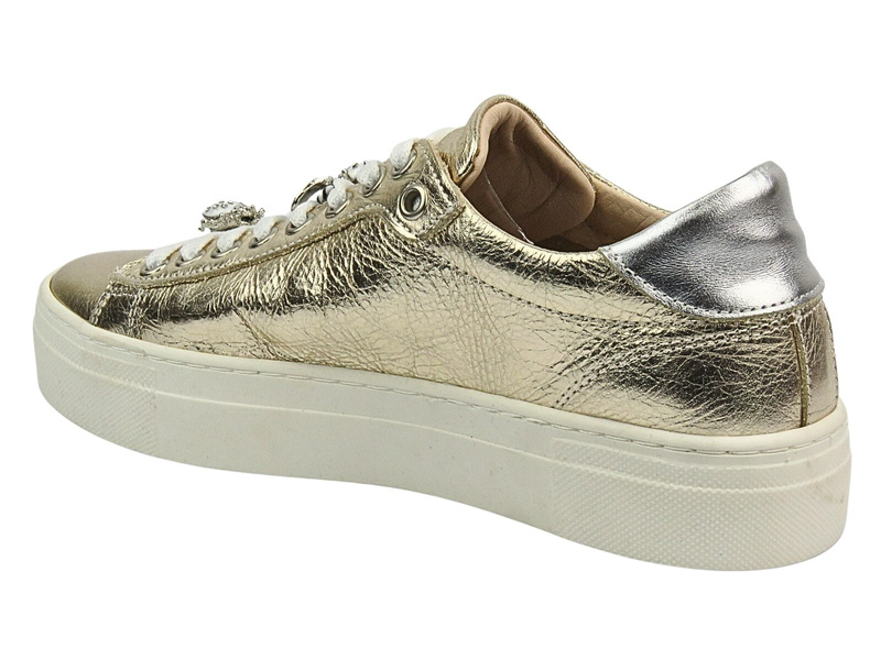 Buty Sportowe Sneakersy Damskie VENEZIA 28098 Złote Sznurowane