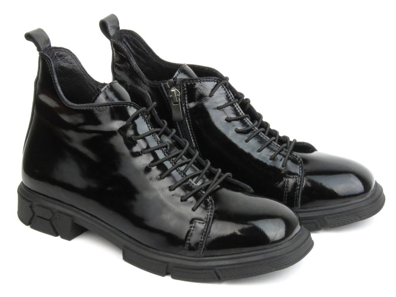 Botki, trzewiki damskie lakierowane - VENEZIA G1467155, czarne