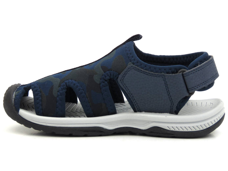 Sandały dziecięce, młodzieżowe z zakrytymi palcami - WOJTYŁKO 22311, granatowe w moro