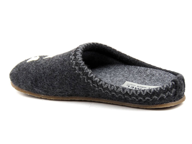 Grafitowe kapcie damskie filcowe z wyjmowaną wkładką - SZYMEL 7001