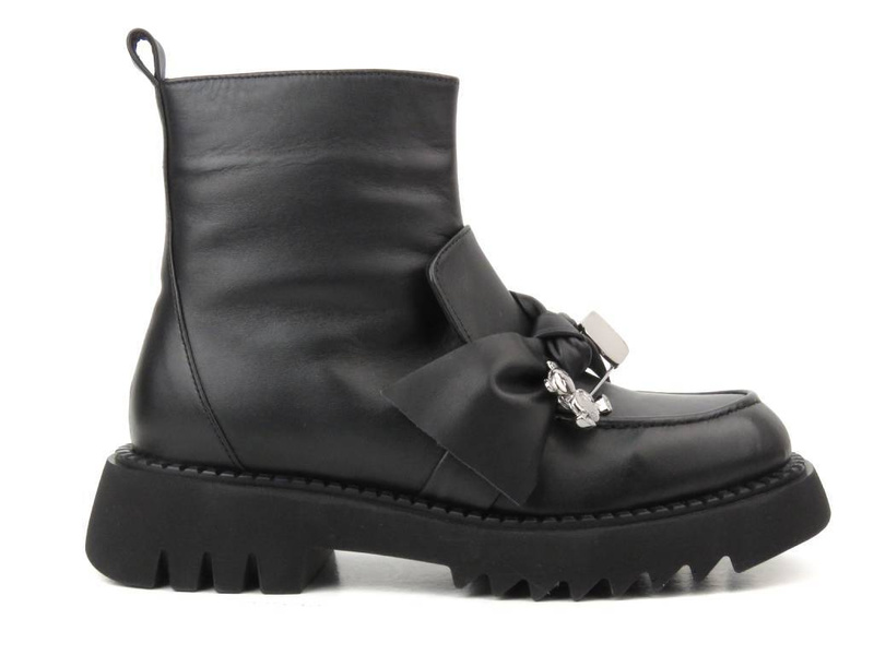 Botki damskie skórzane- VENEZIA 040541 R010 czarne