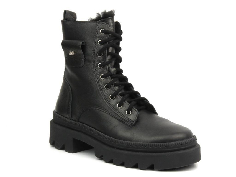 Skórzane botki damskie polskiej marki - Waldi 1186, czarny