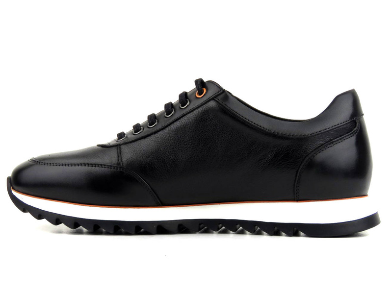 Skórzane sneakersy męskie - JOHN DOUBARE A230-G5-SW3, czarne