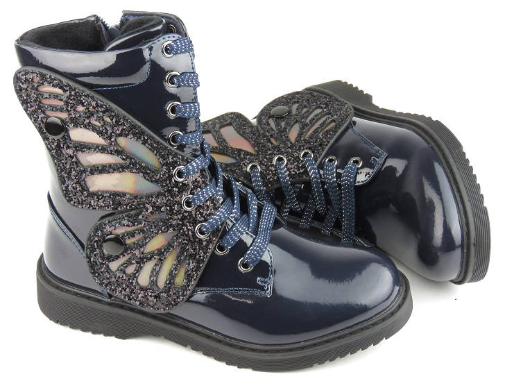 Kozaki dziecięce, młodzieżowe a la motyl - WEESTEP R652256261, granatowe