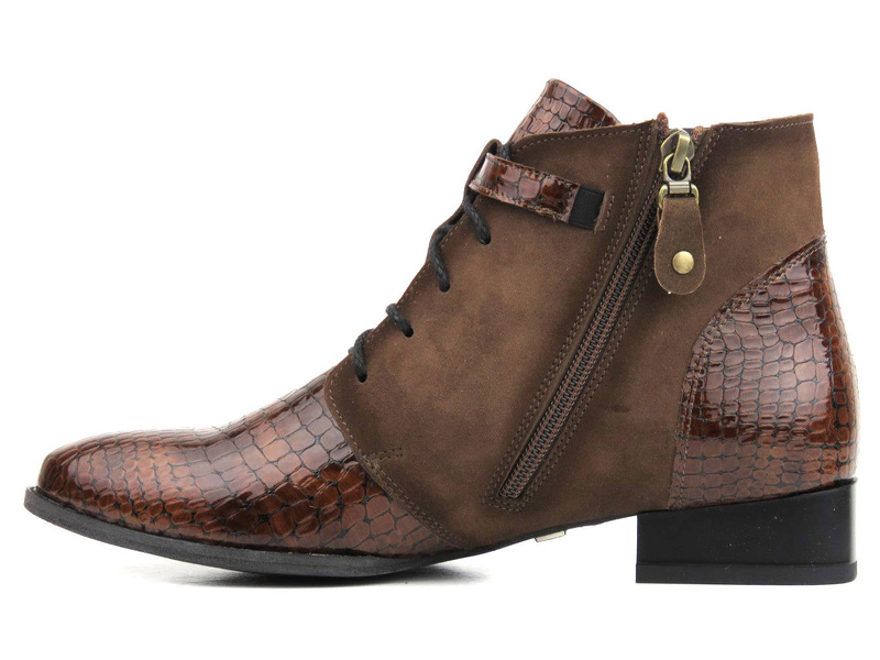 Oryginalne botki damskie na niskim obcasie - MACIEJKA 5743A-02, brązowe