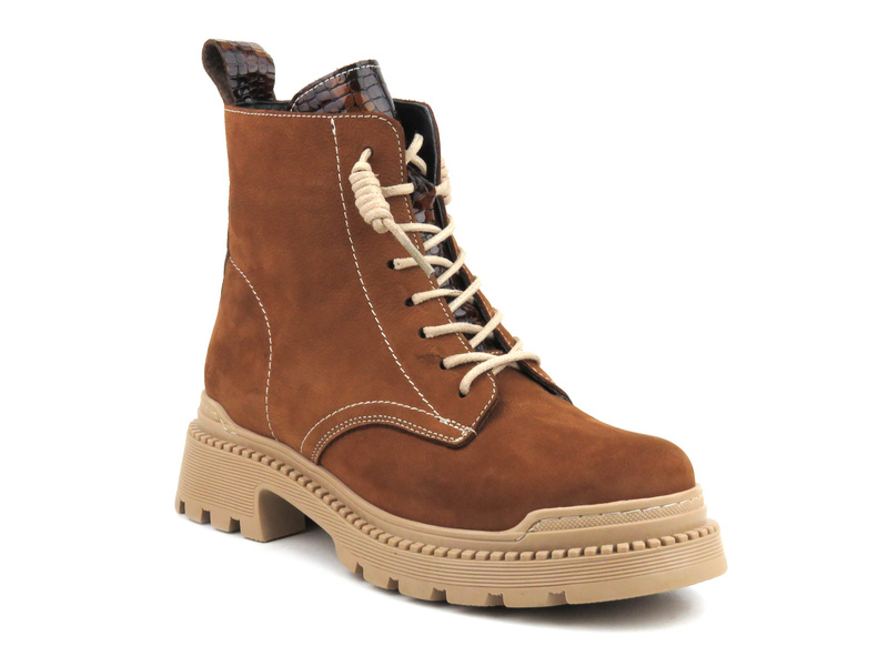 Trapery, botki damskie skórzane - Artiker 53C960, brązowe