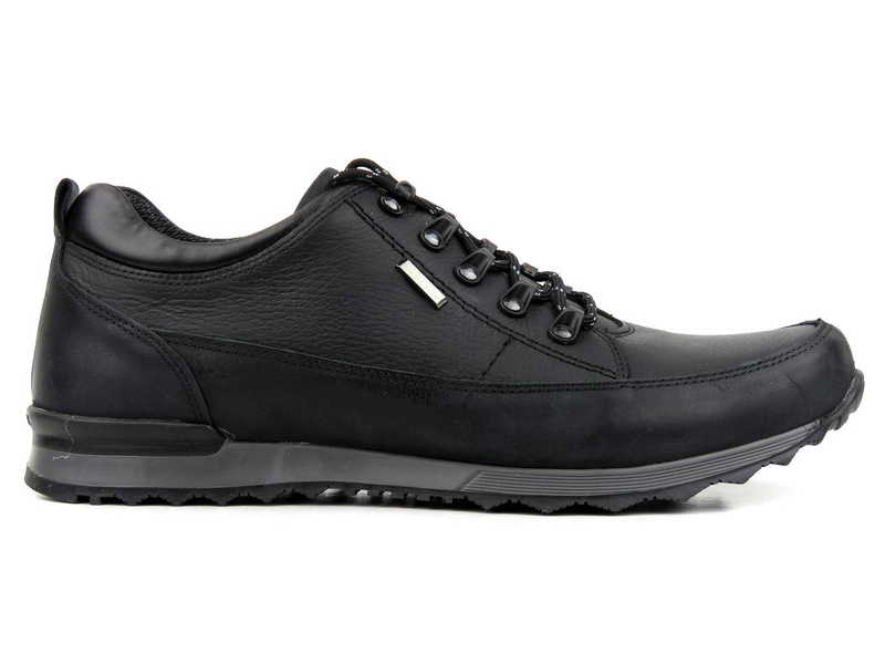 Skórzane trekkingi, buty sportowe męskie RIKO 855, czarne