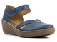 Skórzane półbuty damskie z wycięciami - HELIOS Komfort 364, granatowe
