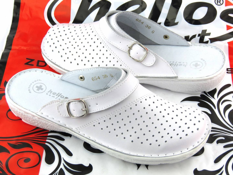 Wygodne klapki damskie sanitarne - Helios Komfort 654, białe