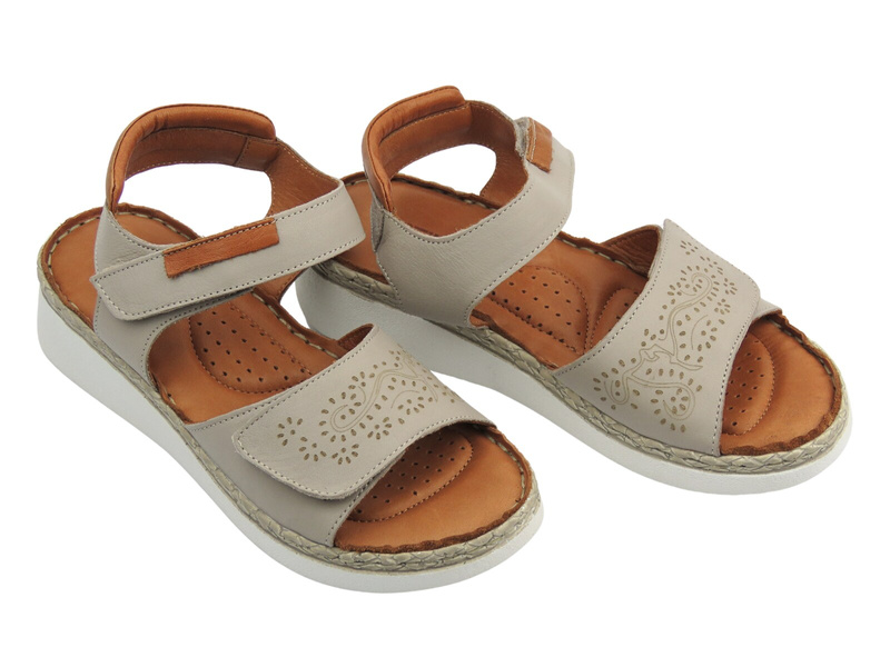 Sandały damskie na koturnie - Artiker 56C0350, szare