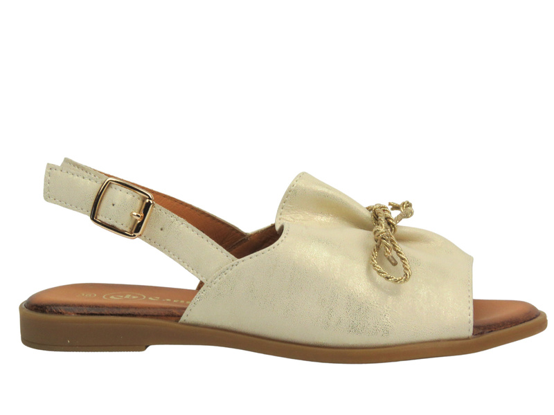 Skórzane sandały damskie - Cambell 25-00657, złote