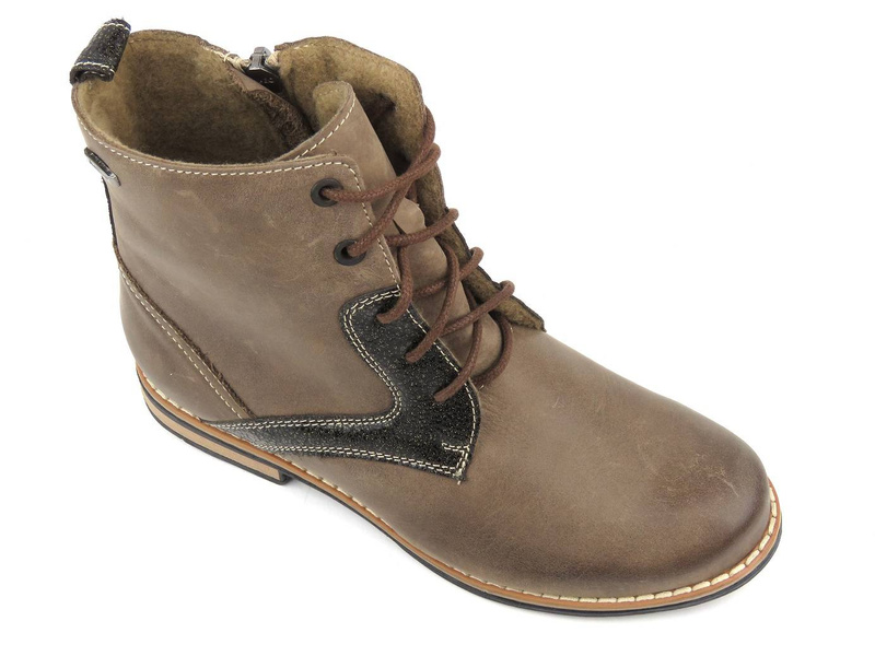 Skórzane botki damskie polskiego producenta - HELIOS Komfort 705, beżowe