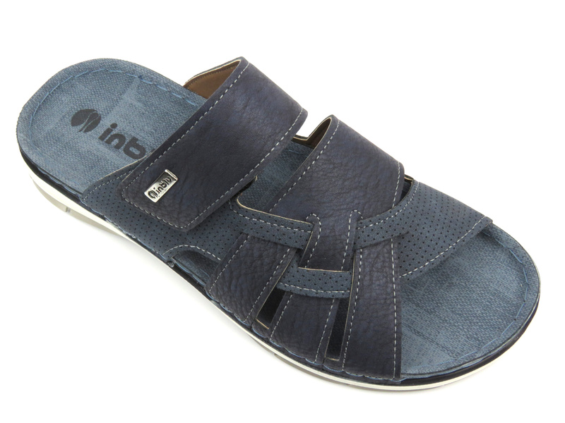 Wygodne klapki męskie na rzep - INBLU TE-04, granatowe