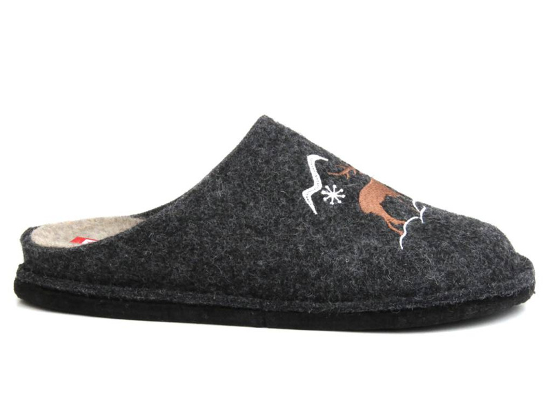 Filcowe kapcie damskie z reniferem- Big Star KK276018, czarne
