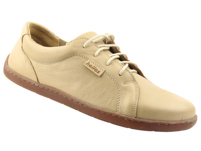 Skórzane minimalistyczne półbuty damskie barefoot Helios Komfort 451, jasny beż