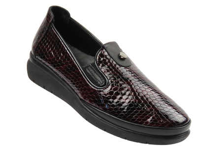 Stylowe półbuty damskie Nika Komfort 0452-156MSN, burgun
