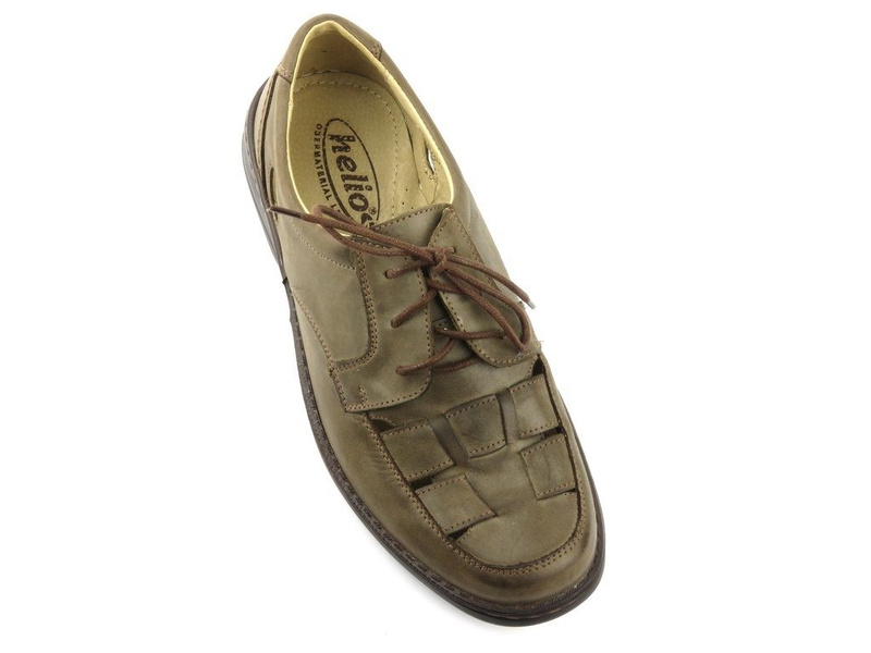 Skórzane półbuty męskie z przewiewnymi wycięciami - Helios Komfort 802