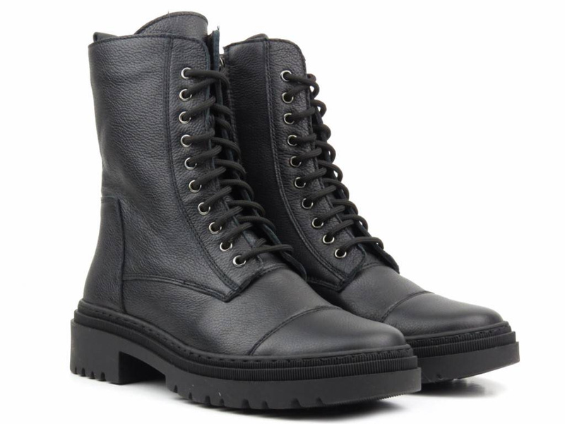 Ciepłe trzewiki, wysokie botki damskie - Wasak 0640, czarne