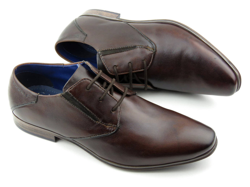 Eleganckie półbuty męskie ze skóry naturalnej - BUGATTI 312-A311E-4100, brązowe