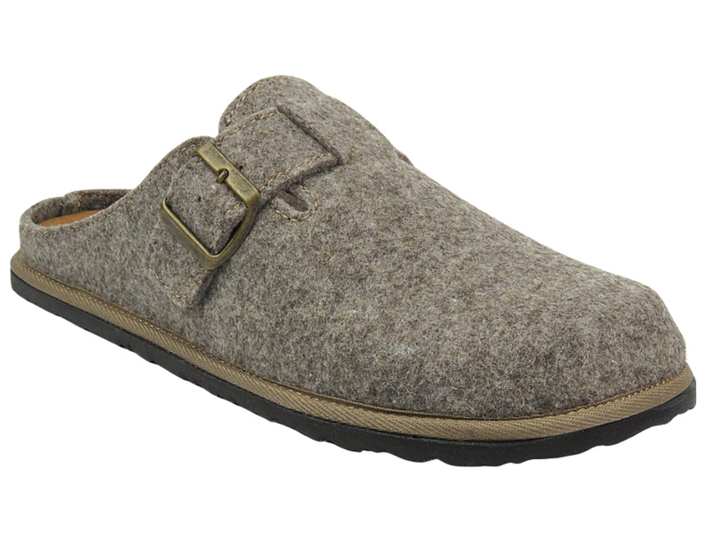 Kapcie męskie ze skórzaną wkładką - INBLU 155M023, brązowe