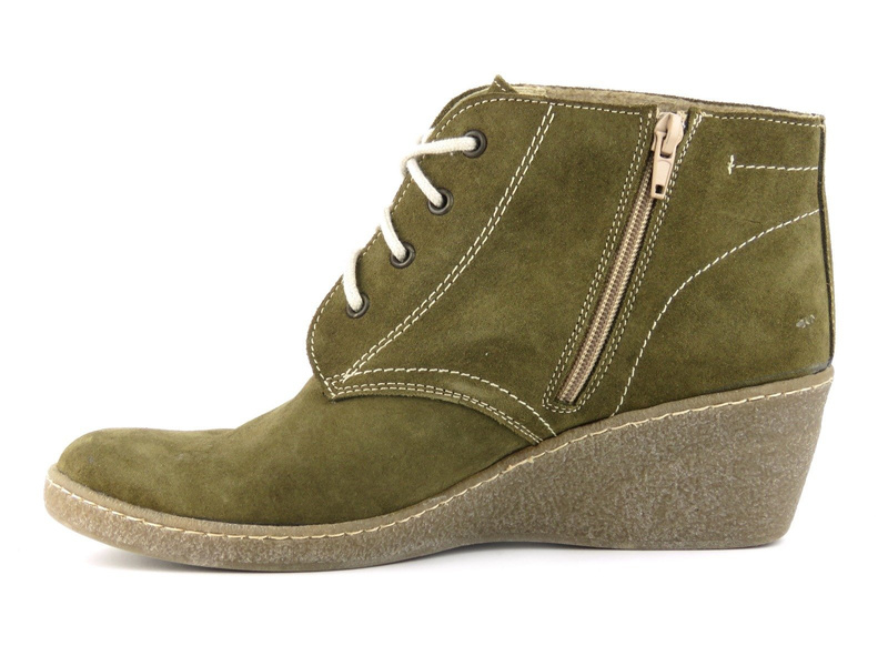 Skórzane botki damskie na koturnie - HELIOS Komfort 681