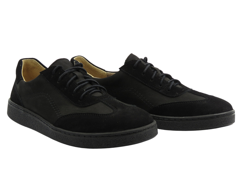 Barefoot skórzane minimalistyczne półbuty męskie czarny Helios Komfort 830