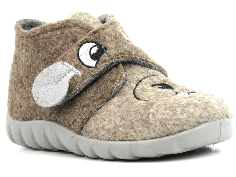 Ciepłe kapcie, buty dziecięce z pieskiem - BEFADO 526P119, brązowe