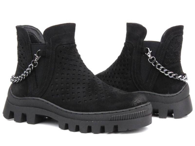 Botki damskie, workery - Potocki 23-2-12028, czarne