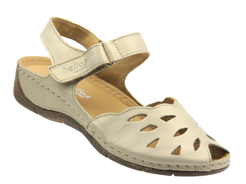Sandały damskie z ażurową cholewką złote Helios Komfort 4011