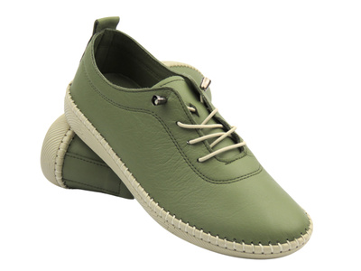 Wygodne półbuty damskie w sportowym stylu khaki Nika Komfort H2023