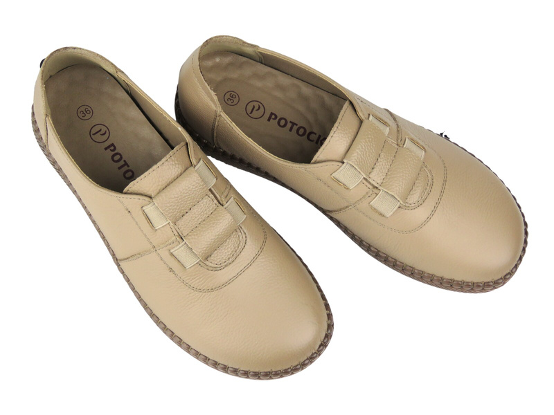 Wygodne półbuty damskie Potocki 26-15315 w kolorze khaki