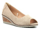 Ażurowe półbuty damskie na koturnie - Potocki 23-12063, beżowe