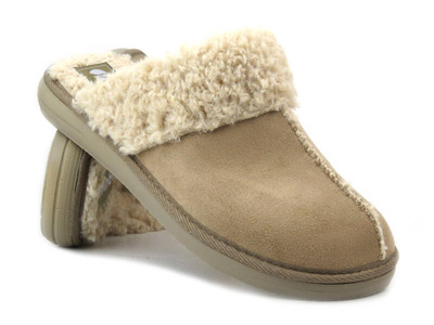 Miękkie kapcie damskie z futerkiem - INBLU EK-10, beżowe