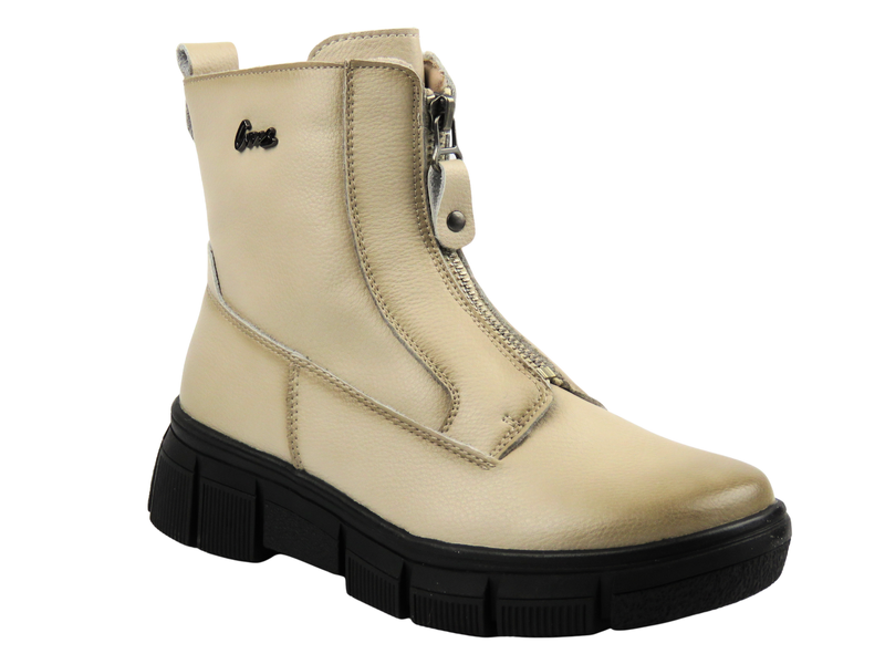 Wygodne botki damskie ze skóry Cambell, beżowe