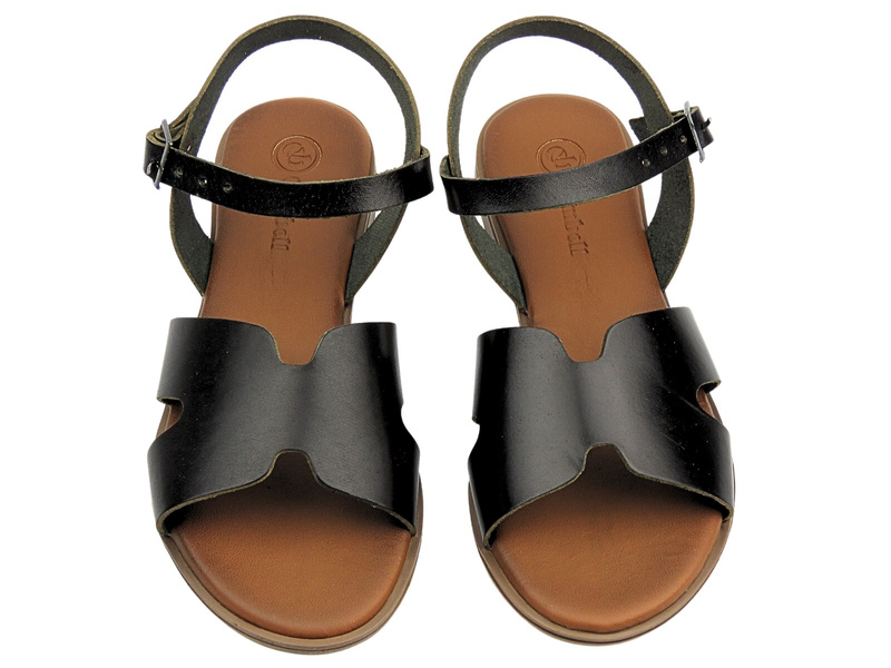 Skórzane sandały damskie czarne Cambell 25-64302