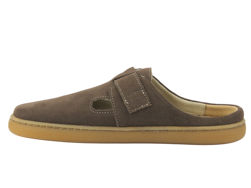 Barefoot zamszowe minimalistyczne klapki damskie Nika Komfort 1471, brązowe
