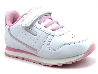 Adidasy dziecięce zapinane na rzep - AMERICAN CLUB ES68/22, biało-różowe