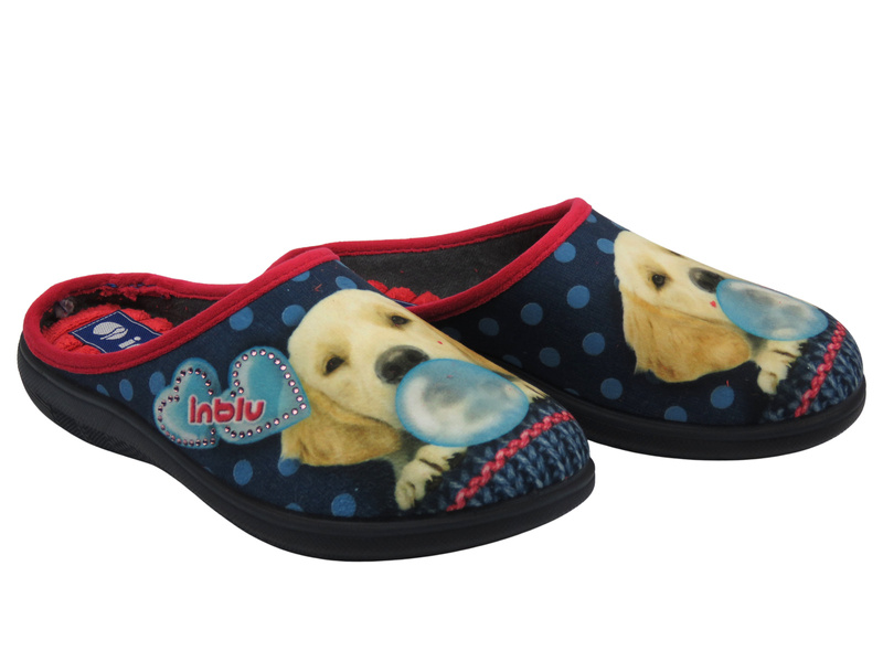 Kapcie damskie z pieskiem granatowe Inblu EC-93