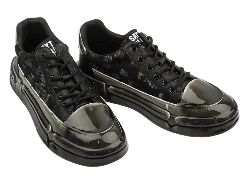 Nowoczesne sneakersy męskie czarne JOHN DOUBARE 24126
