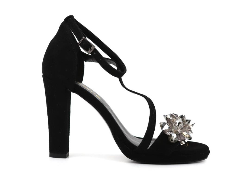 Sandały damskie na słupku - Uncome 36301, czarne