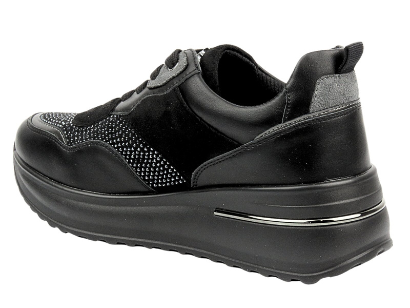 Sneakersy damskie z kryształkami czarne INBLU IN-397