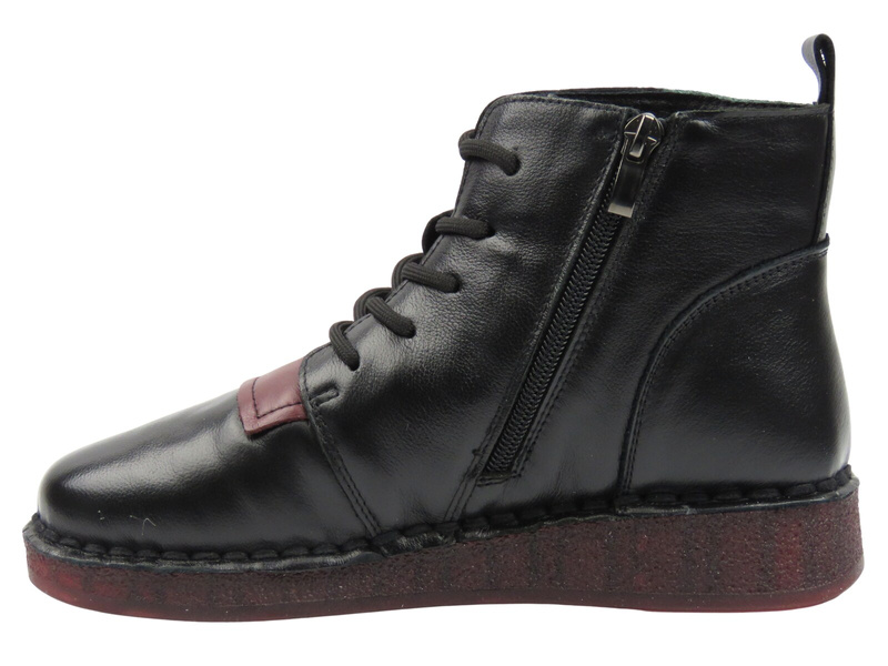 Skórzane botki damskie czarne Cambell 25-15306