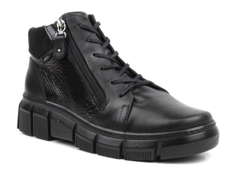 Botki damskie o wysokiej tęgości (H) - AXEL 4481, czarne